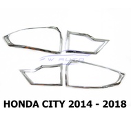 1 Set Of Tail Light Cover Honda City 2014 2015 2016 2017 2018 Chrome Plated Accessories Car Rear