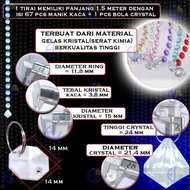 Eelic Tmm-P1.5M Contents 5 Pcs Crystal Bead Curtain Decorations 1.5 Meters Long (Contents 67 Pcs Bea