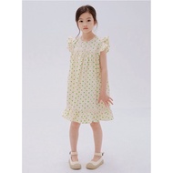Cream Green pokadot Dress/E29/490