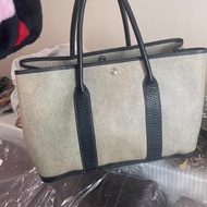 Hermes Garden Party 36 塗層帆布 黑白拼色托特包