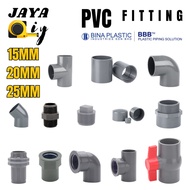 PVC Fitting Paip PVC Pipe Connector Socket Elbow Tee Valve Socket Plug End Cap PT Socket PT Elbow 15mm 20mm 25mm