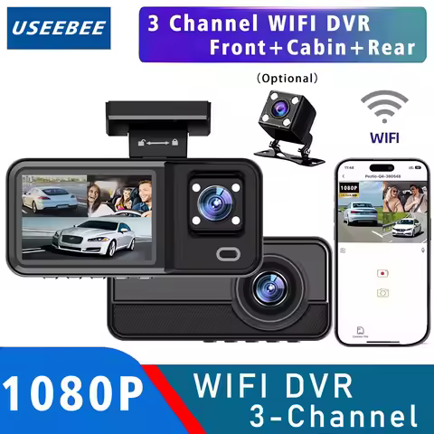 WIFI 3 Camera Dash Cam Cabin Car Dvr 1080P Interior Vehicle Three Way Channel Dvrs Recorder Video Re