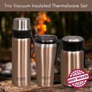 iGOZO TRIO VACUUM INSULATED THERMALWARE FLUSK TERMOS PANAS AIR DRINK TRAVEL SET