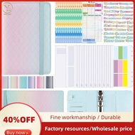 A6 Gradient Macaron Binder Hand Ledger Notebook Leather PU Loose-Leaf Book Cash Budget Book with Zip
