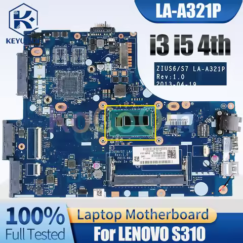 For Lenovo S310 Notebook Mainboard LA-A321P i3 i5 i7 4th Gen 5B20H12133ZZ 11S90004203ZZ DDR3 Laptop 