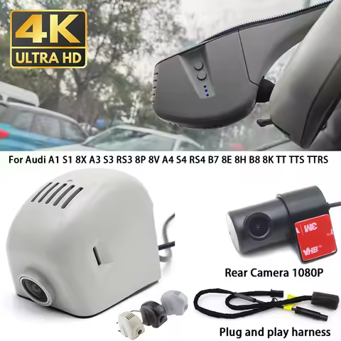 for Audi A1 S1 8X A3 S3 RS3 8P 8V A4 S4 RS4 B7 8E 8H B8 8K TT TTS TTRS 4K Dash Cam Front Rear Camera