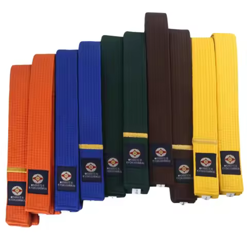 Karate Belt Kids Adults Embroidery Japanese Kyokushinkai Belts Brown Orange Green Taekwondo WKF Comp
