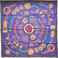 復古 CELINE 紫金鍊條飾紋 手帕 絲巾 方巾