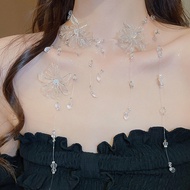 Transparent Transparent Color Flower Tassel Necklace Earring Set