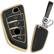 SANRILY Golden-Edge 2023 2024 Smart Key Fob Cover fit for BMW 2 Series m240i X-Drive 4 Series 425i 4