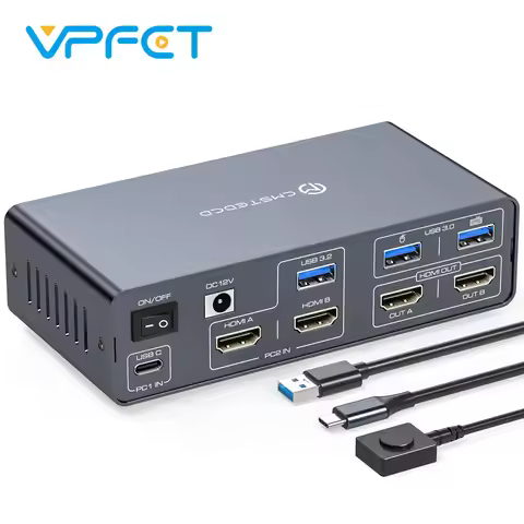 HDMI KVM Switch Docking Station 4K@60Hz USB C Switch 2 Monitors 2 PCs HDMI Dual Monitor KVM Switch f