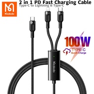 （For iPhone 15 Series）Mcdodo 2 in 1 Fast Charging Cable 100W Type-C to Lightning &amp; Type-C Data Cord For iPhone 14 13 12 11 Pro Xiaomi Samsung Huawei Honor OPPO VIVO USB C Phone Charge Line