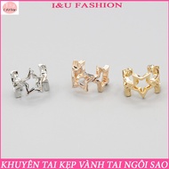 Cute star-shaped ear clip earrings for women in 3 colors: silver, gold, rose gold (1 piece - Color o