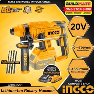 BUNDLE BUILDMATE Ingco Cordless Rotary Hammer Chipping Gun Drill 20V Fast Charger+ FBLI2001 2A Batte