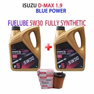 ISUZU D-MAX 1.9   OIL FILTER  + 2can FUELUBE 5W30 FULLY SYNTHETIC  ENGINE OIL DMAX