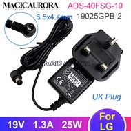 UK Plug 19V 1.3A 25W AC Adapter Charger for LG TOUCHSCREEN MONITOR 23ET83V E1942CA IPS224V 22EA53VQ 