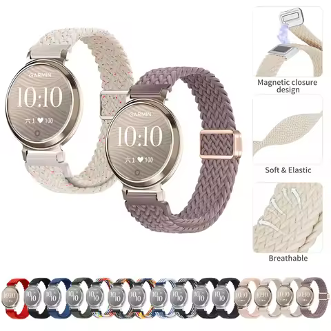 14mm Woven Nylon Loop Buckle Watchstrap for Garmin Lily 2 Replacement Magnetic Buckle Bracelet for G