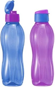 Tupperware Eco Water Bottle 1.0L with Flip Top | Bundle of 2 | Pair Series (Mixed Blue &amp; Purple)