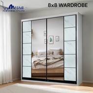 （Siap Pasang) Mesra - Wardrobe Sliding Door Anti-Jump Cabinet Clothes 8ft x 8ft / wardrobe / fast sh