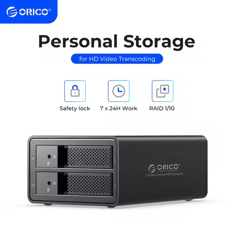 ORICO 95 Series 2 bay 3.5'' USB3.0 to SATA With RAID HDD Docking Station Aluminum HDD Enclosure 36W 