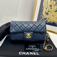 【閒置❤️】 Chanel cf 金球大mini 深藍色金扣單肩斜挎包