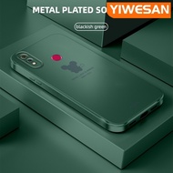 YIWESAN กรณีสำหรับ Realme 3 3i 3 Pro กรณีแฟชั่นน้ำที่เรียบง่าย M Onse สแควร์สีโลหะบางแบบปลอกเต็มเลนส์ปกกล้องปกป้องกันกระแทกกรณีโทรศัพท์