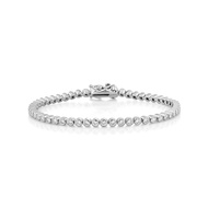 Glintz Stardust Shine Round Cut 2 3mm Bazel Setting Tennis Bracelet สร้อยข้อมือเงินแท้ Tennis Bracel