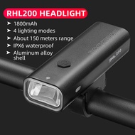 ROCKBROS Bike Headlight 400LM Waterproof MTB Road Bike Front Light Aluminum Alloy 4 Modes Type-C Rec