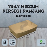 Paper Tray Dine In Medium (M) size 16x9x5 cm Laminated & Non-Laminated Brown Kraft 290gsm Thickness 