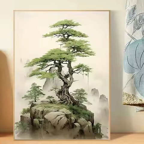 New Diamond Painting Kit for Adults - Pine Tree on Misty Mountain Landscape - DIY Diamond Painting -