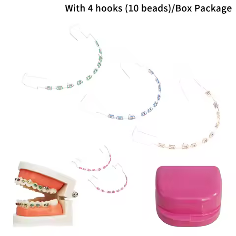 Colorful Temporary Tooth Decoration Dental Fake Braces with Ligature Ties Orthodontic Braces Practic