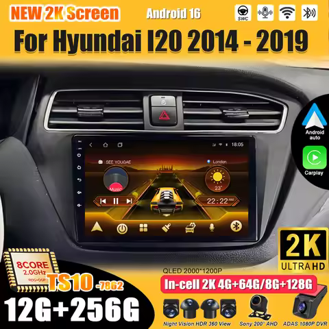 For Hyundai I20 2 GB 2018-2020 Android 16 Car Radio Multimedia Video Player GPS Navigation Mirror Li