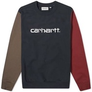 🇹🇼Carhartt WIP Tricol Sweat 限量款XS號 拼接色 長袖上衣 大學t - 深藍