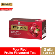 ทไวนิงส์ ชาแต่งกลิ่น โฟร์ เรด ฟรุ้ต ชนิดซอง 2 กรัม แพ็ค 25 ซอง Twinings Four Red Fruits Flavoured Tea 2 g. Pack 25 Tea Bags