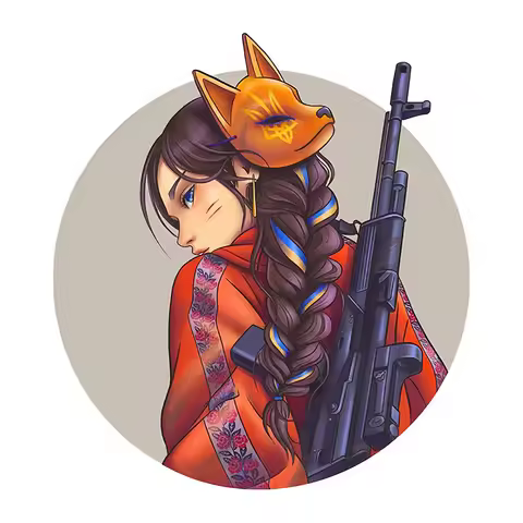 for Ukraine Soldier Army Girl Gun Anime Car Sticker Personality Sunscreen Decal Waterproof Car Lable