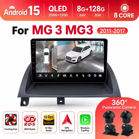 Android 15 For MG3 2011-2017 8 Core Car Media GPS 360 Panoramic Radio Screen CarPlay 4G WiFi Optical