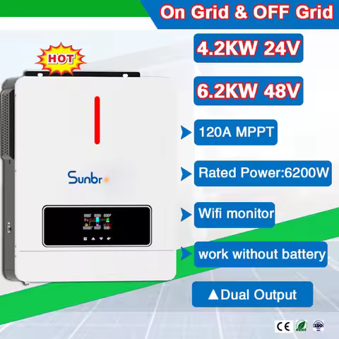 4.2KW 24V 6.2KW 48V 120A MPPT Hybrid solar inverter Can work without battery, PV input voltage 60~50