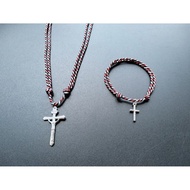KG57 CATHOLIC CROSS NECKLACE + BRACELET PACKAGE TRIDATU ROPE 2MM