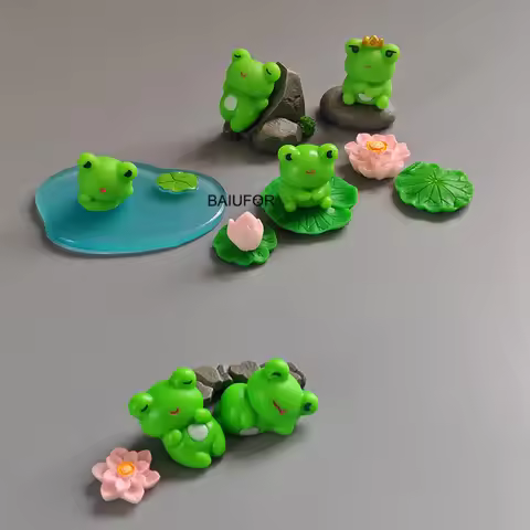 Miniature Aquarium Figures, Fairy Garden Decoration, Summer Frog, Lotus Leaf, Tadpole, Fish Tank, DI