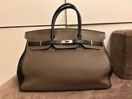 真品！HERMÈS Birkin 40 拼色 黑色拼深灰色
