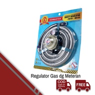 Regulator dg Selang 18M Pengaman Kepala dan Karet Seal Tabung Gas 12kg 3kg Kenmaster
