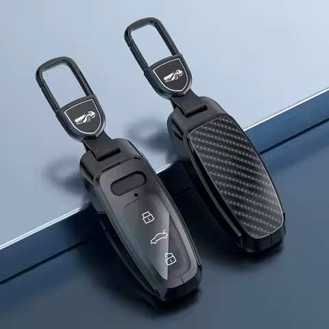 3 Buttons Carbon Metal Remote Key Fob Case Cover For Audi A6 A6L A7 A8 A8L A3 E-tron 55 Q7 Q8 C8 201