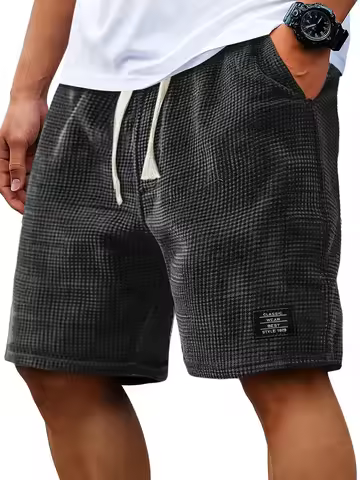Summer Men's Waffle Business casual shorts New Korean Fashion Drawstring Baggy Short Pants Fitness B