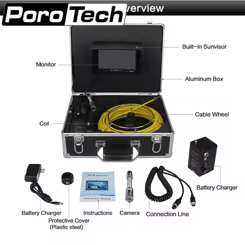 WP70 20m Sewer Waterproof Video Camera LCD Screen Sewer Pipe Inspection Snake Video Camera System Pi