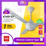 KDK Ceiling Fan K14XF-GY (56 Inch) Remote Control Type - Grey, 3 Speed, 3 Metal Blade K14XF K14X2
