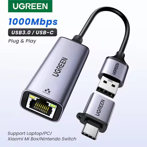 UGREEN USB Ethernet Adapter USB3.0 1000Mbps USB RJ45 Network Card for Laptop Xiaomi Mi Box S Nintend