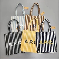 Japan APC Canvas Bag Shopping Shoulder Vertical Stripe