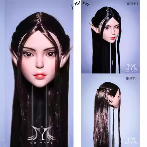 YMTOYS YMT044 1/6 Scale Female Head Sculpt with Elf Ears Long Hair Model for 12 Inch Soldier PH TBL 