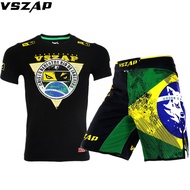 VSZAP Jesus Fighting Sanda Boxing MMA T Shirt Gym Shorts Set Men Homme Fighting Martial Arts Fitness