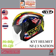 KYT HELMET NFJ 3 NATION / TOPI KELEDAR KYT / OPEN FACE / DOUBLE VISOR / 100% ORIGINAL / MALAYSIA SIN